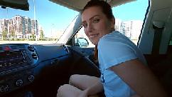 Her fetish swallow cum in the car